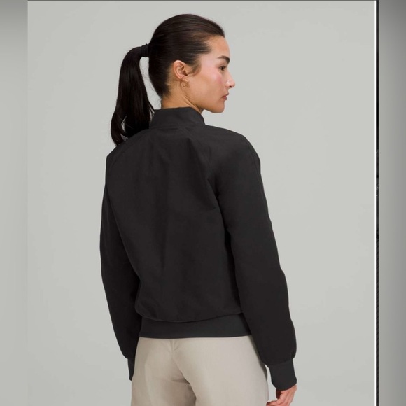 NWT Lululemon Non-Stop Cotton Blend Athletic Yoga windproof Bomber Jcket Black 2 - Picture 4 of 4